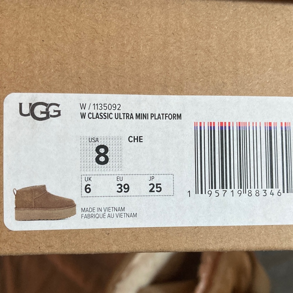 UGG CLASSIC ULTRA MINI PLATFORM Chestnut 8 NIB 8 - Picture 12 of 13